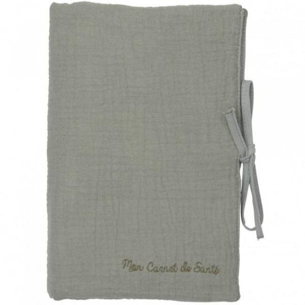 Protège carnet de santé gaze de coton vert de gris Bb&co