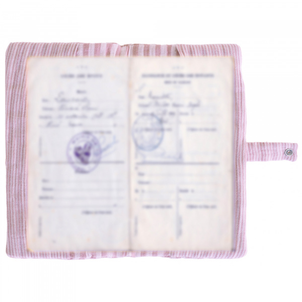 Protège-livret de famille rayé avec poche photo rose Bb&co