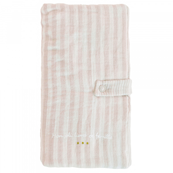 Protège-livret de famille rayé avec poche photo galet Bb&co