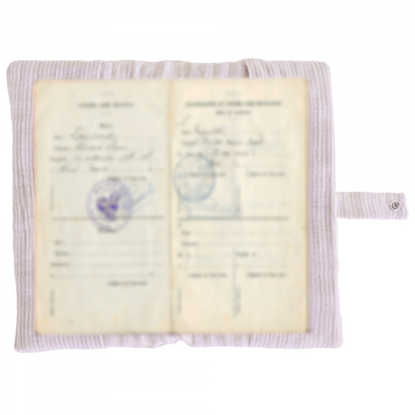 Protège-livret de famille rayé avec poche photo galet Bb&co