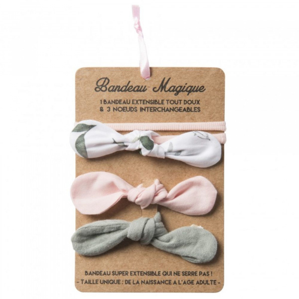 Bandeau magique (1 bandeau extensible + 3 nœuds) – assort. botanique Bb&co