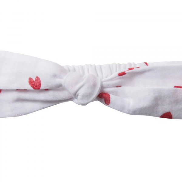 Bandeau élastiqué à nouer - gaze imprimé cœurs Bb&co