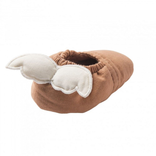 Chaussons ailes d'ange 0-6 mois cassonade et écru Bb&co