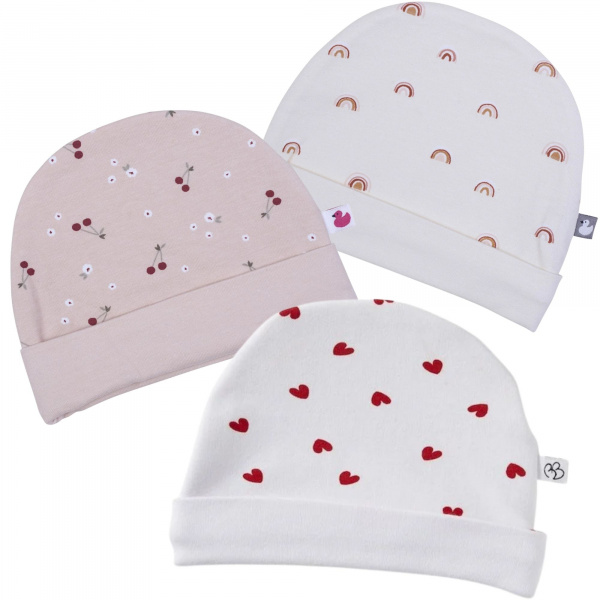 Bonnet doublé blanc imprimé cœur - 12 mois Bb&co