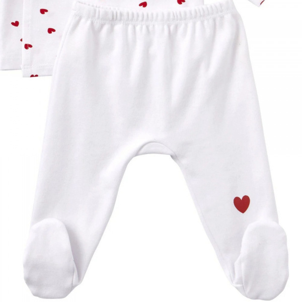 Ensemble cache-cœur - blanc imprimé cœur 1 mois Bb&co