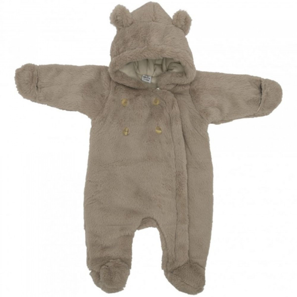 Combi pilote lapin en fausse fourrure angora - havane 0-3 mois Bb&co