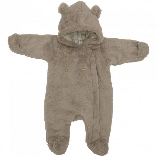 Combi pilote ours en fausse fourrure angora beige 3-6 mois Bb&co