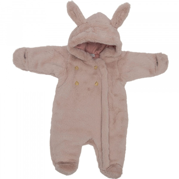 Combi pilote lapin en fausse fourrure angora - havane 0-3 mois Bb&co