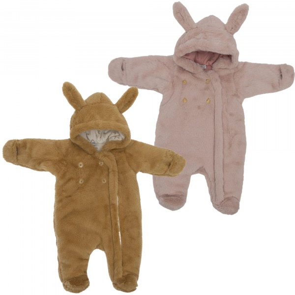 Combi pilote ours en fausse fourrure angora havane 3-6 mois Bb&co