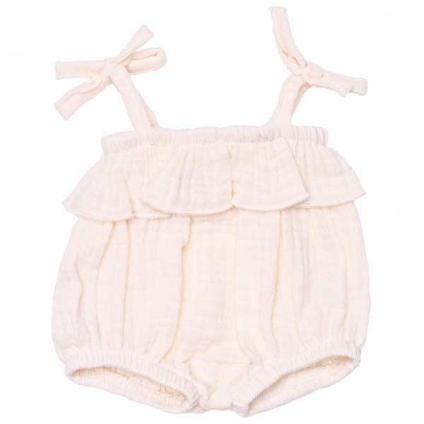 Barboteuse bretelles à volant écru pour poupée 34 à 37 cm Bb&co