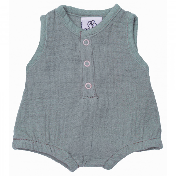 Barboteuse à bretelles en gaze de coton lin - 12 mois Bb&co