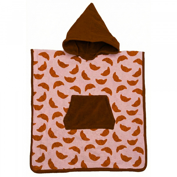 Poncho de bain à capuche bambou et gaze de coton croissants 3/5ans Bb&co