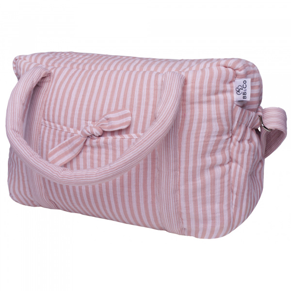 Sac à langer en gaze de coton rayé vieux rose Bb&co