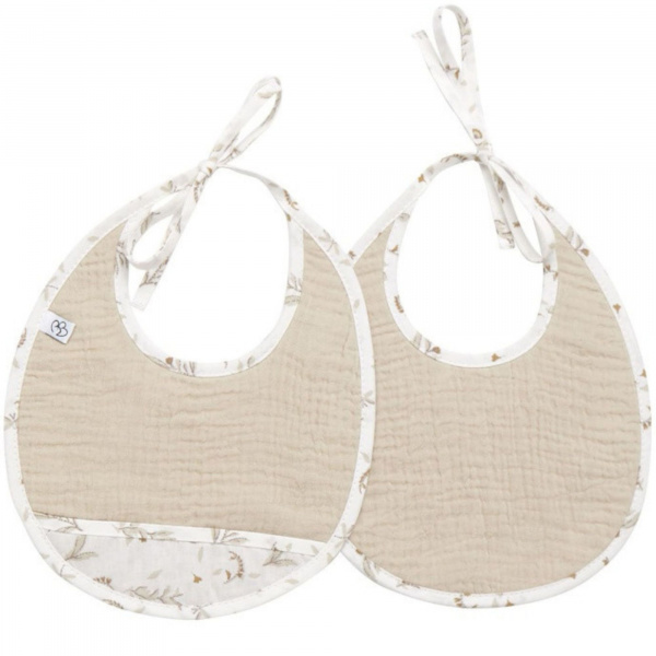 Lot de 2 bavoirs gaze de coton - forêt enchantée Bb&co