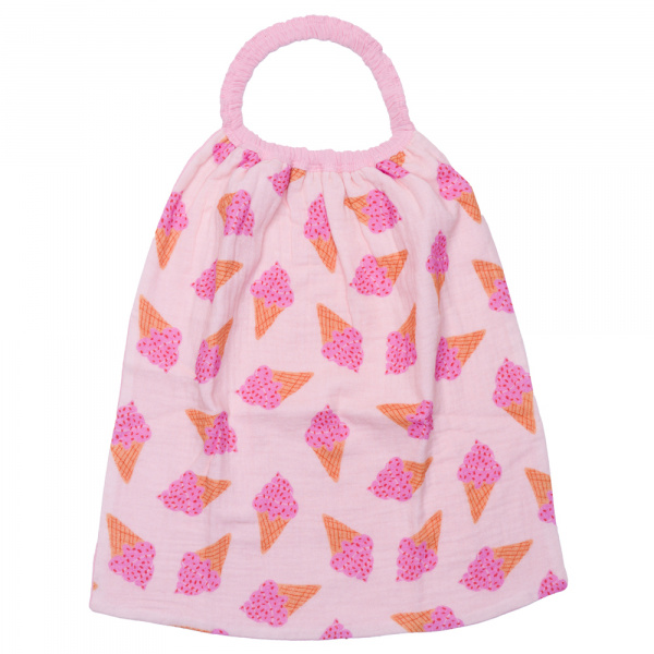 Serviette élastique enfant en double gaze de coton cornets de glace/ blush Bb&co