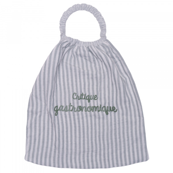 Serviette élastique enfant gaze de coton rayé vert de gris Bb&co