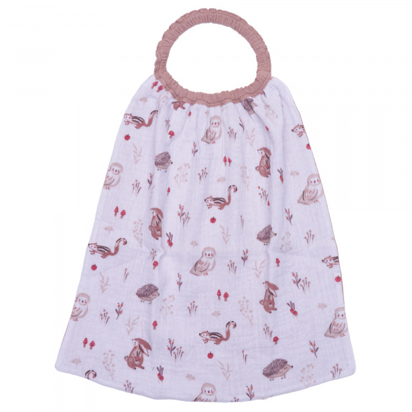 Serviette élastique enfant gaze de coton clairière/ mocha Bb&co