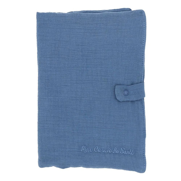 Protège carnet de santé gaze de coton pierre bleue Bb&co