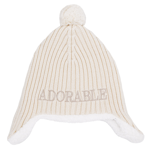 Bonnet péruvien bébé doublé sherpa adorable ivoire 3 à 12 mois Bb&co