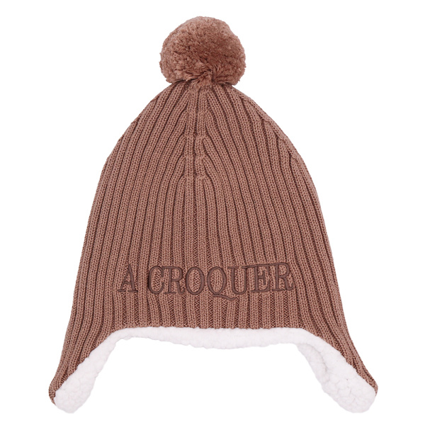 Bonnet péruvien bébé doublé sherpa a croquer mocha 12 à 36 mois Bb&co