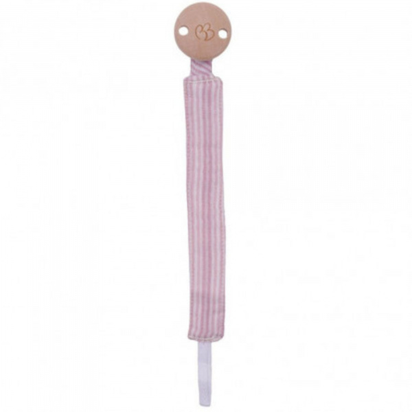 Attache-sucette gaze de coton rayé rose Bb&co