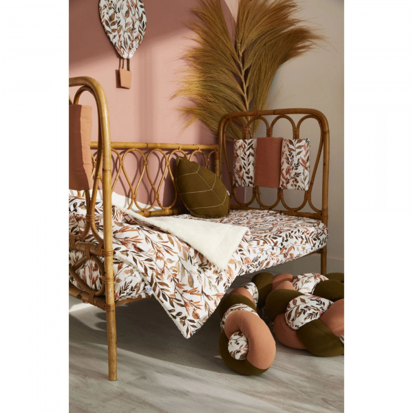 Couverture luxe microfibre caramel forest - feuillages / ivoire Bb&co