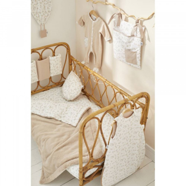 Couverture luxe microfibre caramel forest - feuillages / ivoire Bb&co