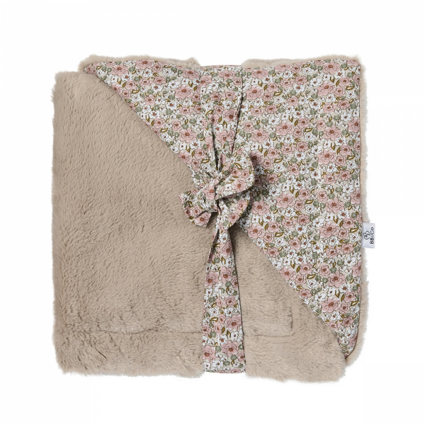 Couverture luxe microfibre caramel forest - feuillages / ivoire Bb&co