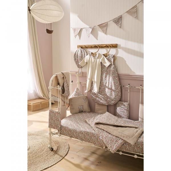 Couverture luxe microfibre caramel forest - feuillages / ivoire Bb&co