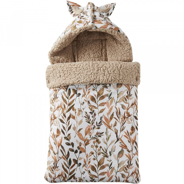 Nid d'ange coton doublé sherpa - feuillages Bb&co