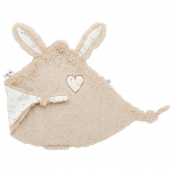 Doudou plat lapin petit cœur beige et coton Bb&co