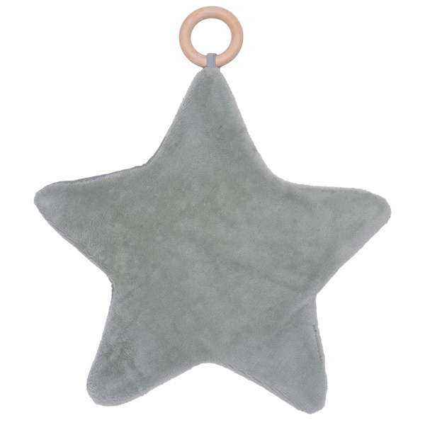 Doudou étoile bi-matière avec anneau de dentition pétale gris Bb&co