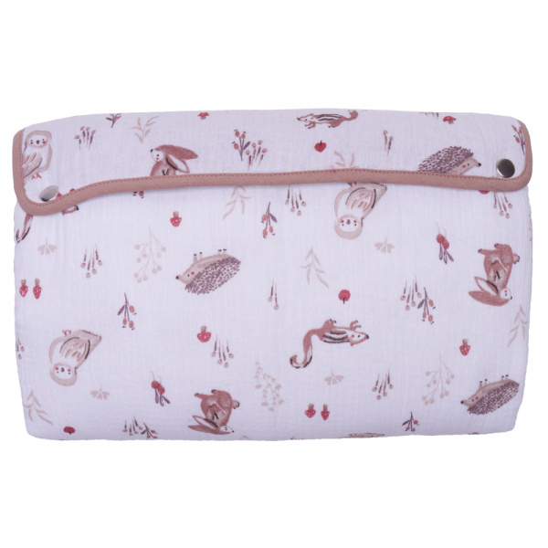 Tapis à langer pliable avec poches gaze de coton clairière / mocha Bb&co
