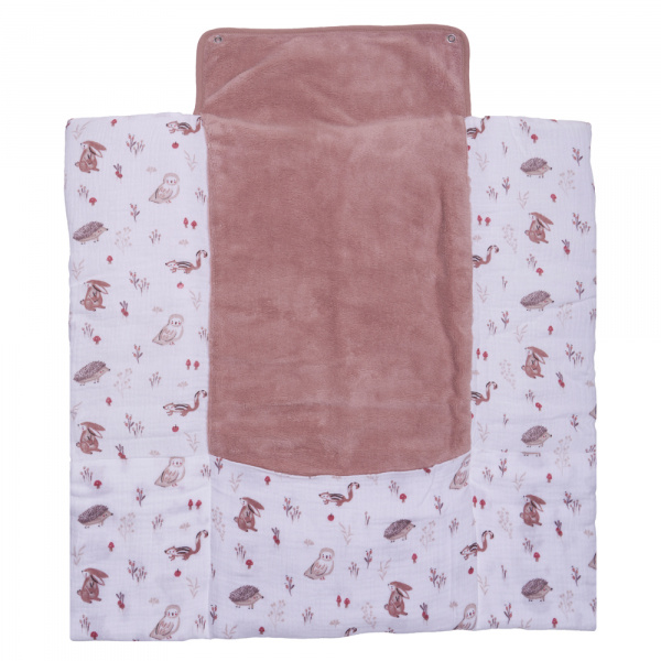 Tapis à langer pliable avec poches gaze de coton clairière / mocha Bb&co