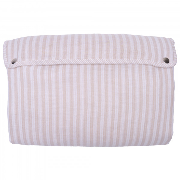 Tapis à langer pliable avec poches gaze de coton rayé galet Bb&co