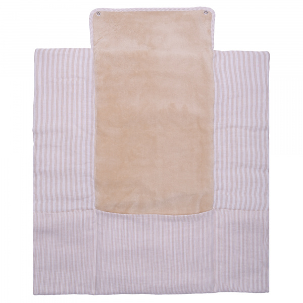 Tapis à langer pliable avec poches gaze de coton rayé galet Bb&co