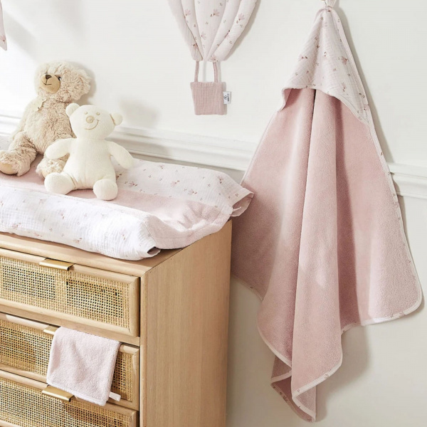 Cape de bain bébé avec gant de toilette soft stripes galet Bb&co