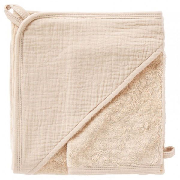 Cape de bain bébé avec gant de toilette soft stripes galet Bb&co