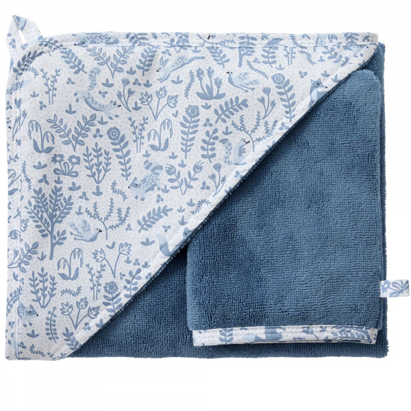 Cape de bain bébé avec gant de toilette soft stripes galet Bb&co