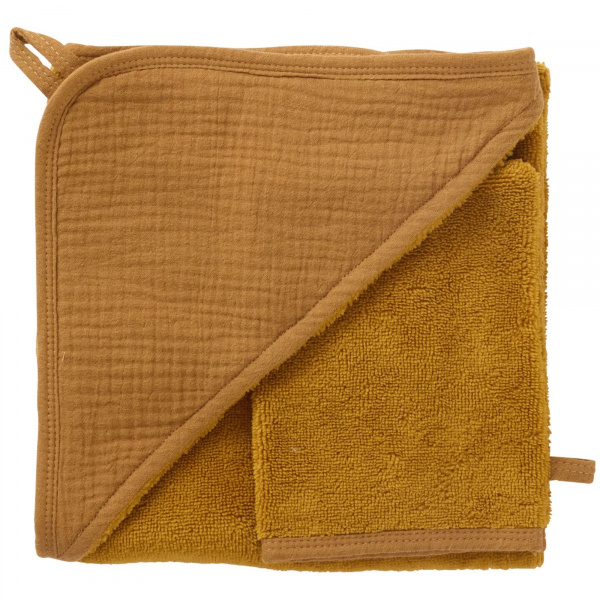 Cape de bain bébé avec gant de toilette havane Bb&co