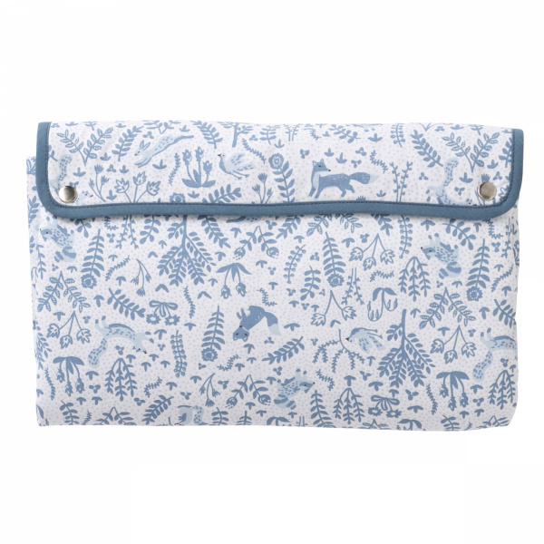 Matelas à langer nomade avec poches gaze de coton imprimé forêt / pierre bleue Bb&co