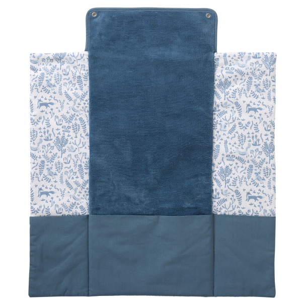 Matelas à langer nomade avec poches gaze de coton imprimé forêt / pierre bleue Bb&co