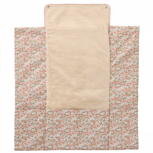 Matelas à langer nomade avec poches gaze de coton imprimé liberty / biscuit Bb&co