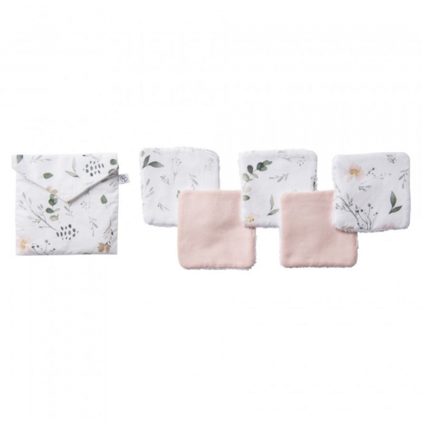Lot lingettes lavables et pochette blush imprimé sweet garden Bb&co