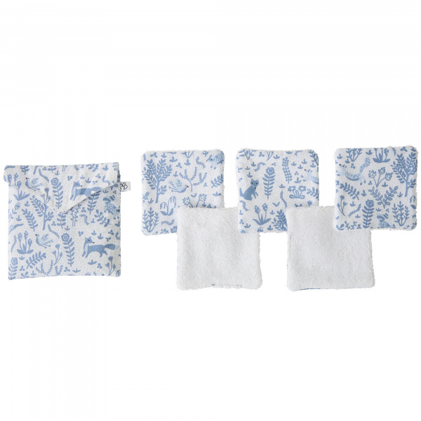 Lot lingettes lavables et pochette imprimé forêt - pierre bleue Bb&co