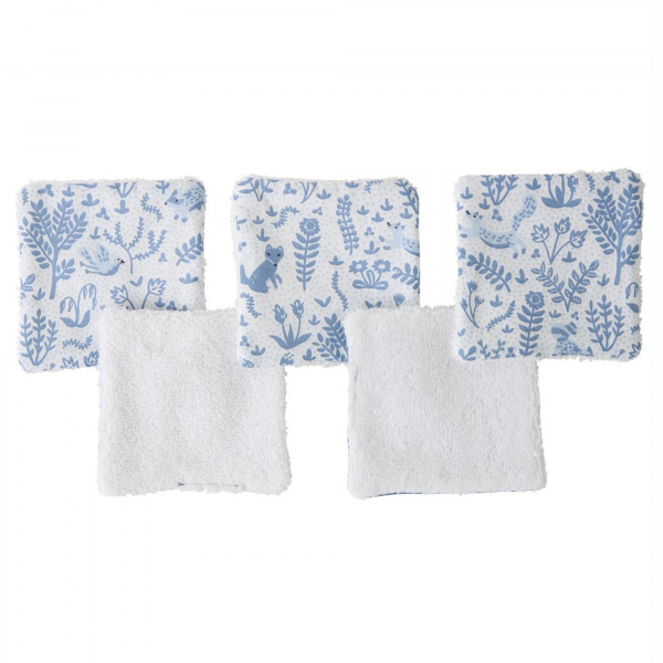 Lot lingettes lavables et pochette imprimé forêt - pierre bleue Bb&co
