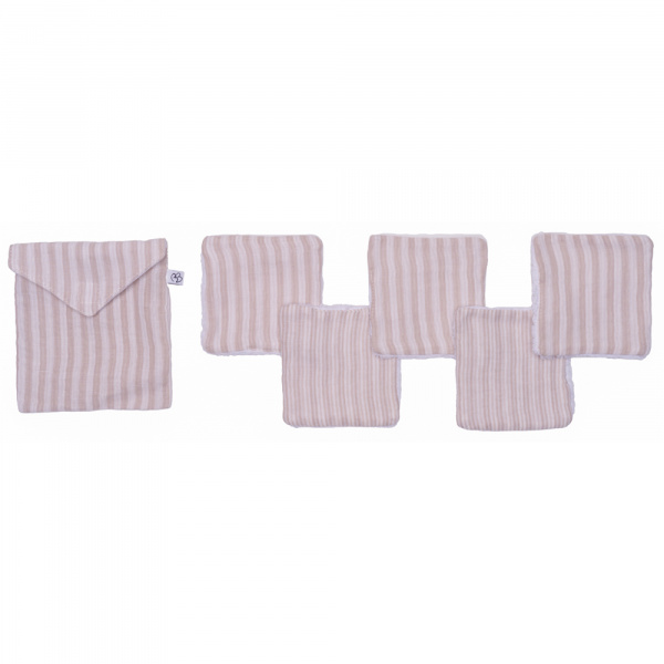 Lot lingettes lavables et pochette rayées galet Bb&co