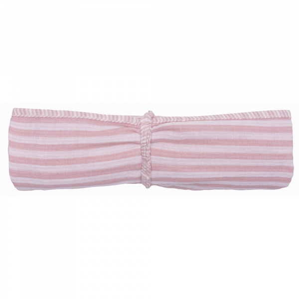 Lange en double gaze de coton gaufré rayé vieux rose Bb&co