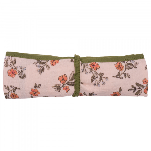 Lange en double gaze de coton gaufré fleurs / vert fougère Bb&co