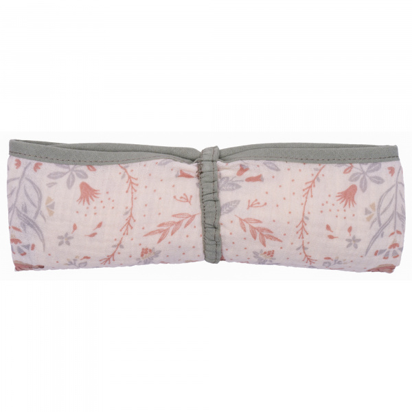 Lange en double gaze de coton gaufré imprimé jardin enchanté / vert de gris Bb&co